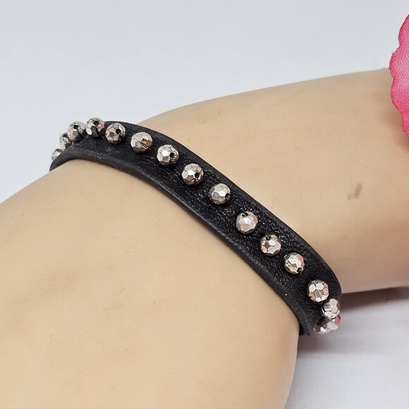 Fossil Brown Leather Silver Tone Beads Charms Bracelet Boho 8" Key Peace - Picture 7 of 11